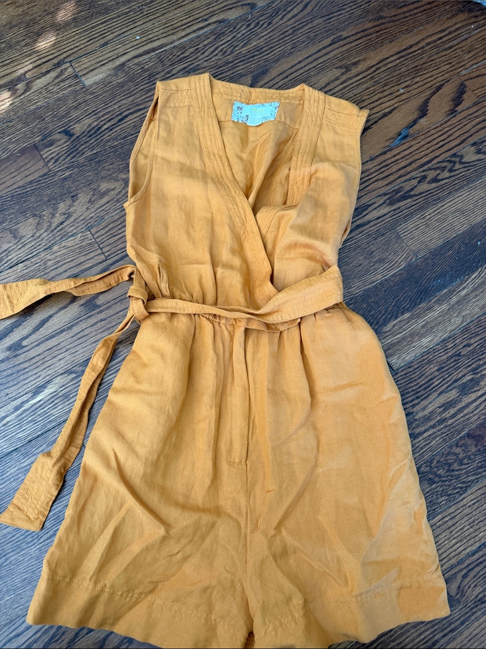 Maeve Mustard Yellow Sleeveless Wrap Romper
